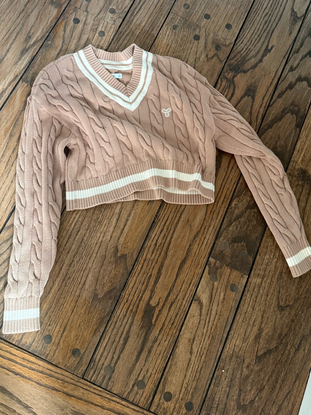 Aritzia TNA Tan Cable Knit Sweater